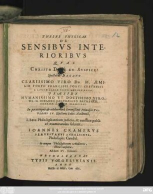 Theses Physicae De Sensibus Interioribus
