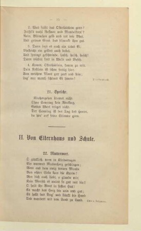 II. Von Elternhaus und Schule