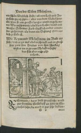 Wie Reymund Melusinam im Bad ersahe/ und er zu mal ubel erschrack/ und in grossem zorn sein Bruder von ihm schicket/ ...