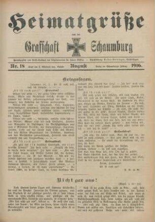 18.1916: Heimatgrüße aus der Grafschaft Schaumburg