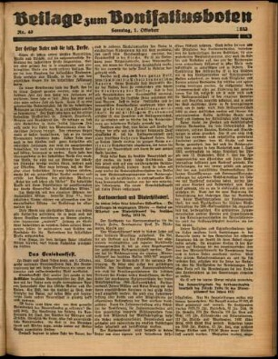 Zweite Ausgabe vom Sonntag, den 01. Oktober 1933.