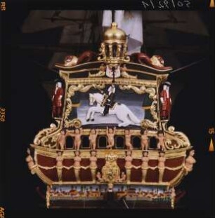 Vollmodell der zweideckigen brandenburgischen Fregatte "Friedrich Wilhelm zu Pferde", 1680, Maßstab 1:50, Detailansicht