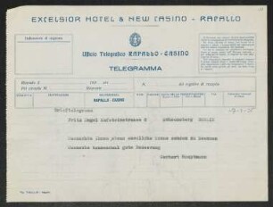 Brief von Gerhart Hauptmann an Fritz Engel