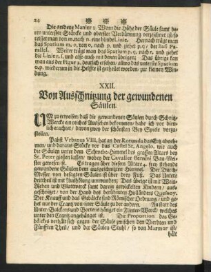 XXII. Von Ausschnitzung der gewundenen Säulen