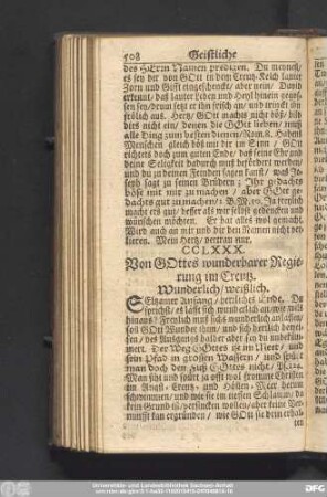 CCLXXX. Von Gottes wunderbarer Regierung im Creutz. Wunderlich, weißlich.