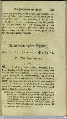 Fünfundzwanzigster Abschnitt. Fabrikation der Stärke
