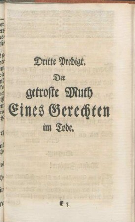 Dritte Predigt. Der getroste Muth Eines Gerechten im Tode.