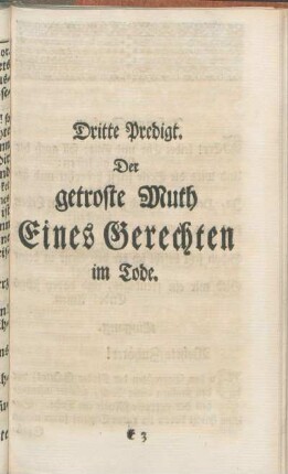 Dritte Predigt. Der getroste Muth Eines Gerechten im Tode.