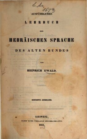 Ausführliches Lehrbuch der hebräischen Sprache des Alten Bundes
