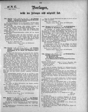Anlage: ad No.47 (798-803), Vorlagen, welche den Zeitungen nicht mitgeteilt sind