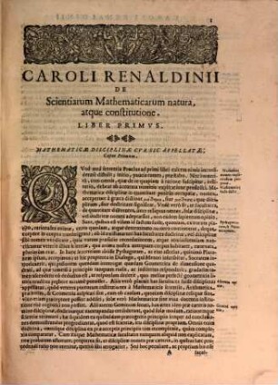 Caroli Renaldinii Sereniss. Magni Principis Etrvriæ Philosophi, Ac Mathematici. Et In Pisana Academia Philosophiae Ordinarii Interpretis Ars Analytica Mathematvm In Tres Partes Distribvta : Quarvm Prima, Veterum Analystarum, Secunda, Recentiorum Doctrinam locupletatam complectitur, atque adeo de Resolutione, & Compositione Mathematica edisserit. Tertia, Demum in maiorem Artis illustrationem Theoremata, ac Problemata resoluta exhibet, 3. Matematvm analyticae artis pars tertia