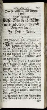 In Pest-Zeiten. - Sterbens- und Begräbniß-Lieder.