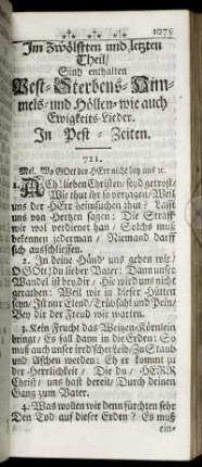 In Pest-Zeiten. - Sterbens- und Begräbniß-Lieder.