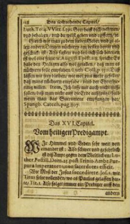 Das XVI. Capitel. Vom heiligen Predigampt.