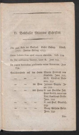 Dr. Balthasar Münters Schriften