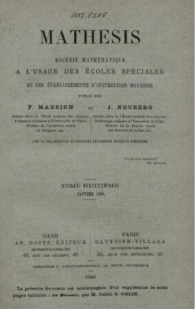 TOME HUITIÉME. JANVIER 1888.