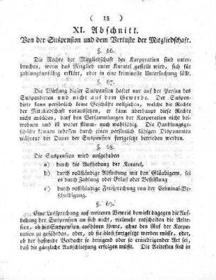 XI. Abschnitt: Von der Suspension und dem Verluste der Mitgliedschaft