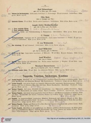 Teppiche, Textilien, Stickereien, Kostüme (Nr. 521-615)