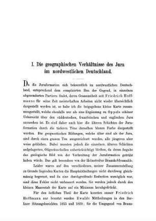I. Die geographischen Verhältnisse des Jura im nordwestlichen Deutschland
