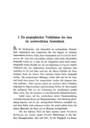I. Die geographischen Verhältnisse des Jura im nordwestlichen Deutschland