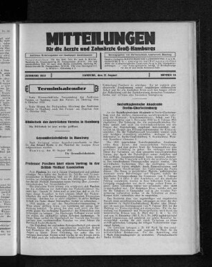 Jahrgang 1932, Hamburg, den 21. August, Nummer 34