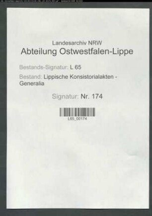 Suspendierung und Entfernung von Pastoren aus dem Amt in den lippe-brakeschen Ämtern: Untersuchung gegen Pastor Adam Hermann Hattenbach zu Sonneborn wegen seines Lebenswandels