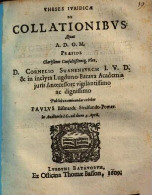 Theses Ivridicae DE Collationibvs
