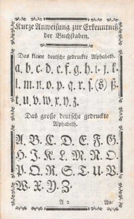 Kurze Anweisung zur Erkenntniß der Buchstaben.