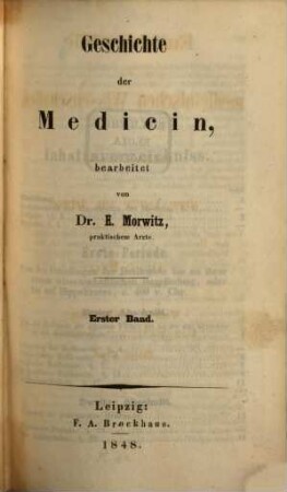 Geschichte der Medicin, 1