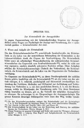 A. Wesen und Aufgabe der Kriminalistik