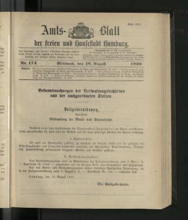 No. 174, 18. August 1920