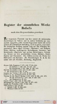 Register der sämtlichen Werke Rafael's
