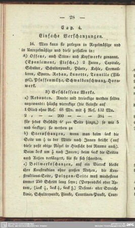 Cap. 4. Einfache Verschanzungen