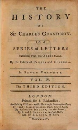 The History Of Sir Charles Grandison : In A Series of Letters ; In Seven Volumes ..., 4