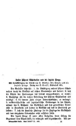 Unser höheres Schulwesen und die soziale Frage