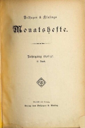Velhagen & Klasings Monatshefte. 11,2. 1896/97