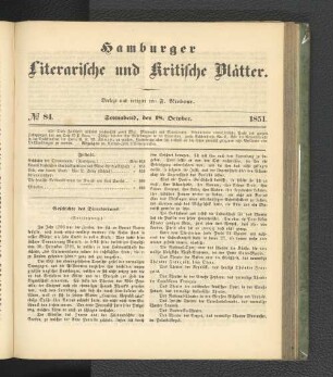 No. 84. 18. Oktober 1851