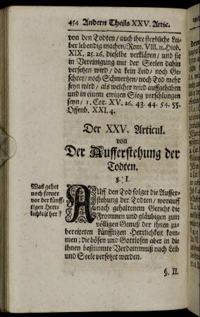 Der XXV. Articul. von Der Aufferstehung der Todten