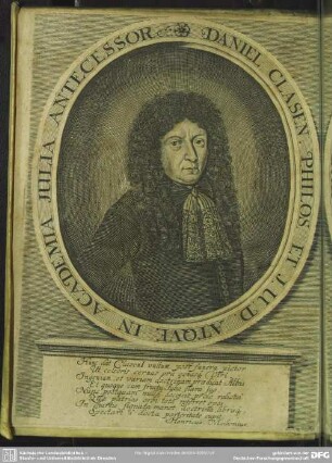 Daniel Clasen Philos. Et I.U.D. Atque In Academia Iulia Antecessor