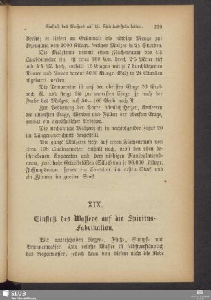 XIX. Einfluß des Wassers auf die Spiritus-Fabrikation