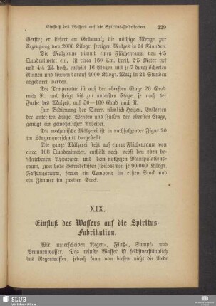 XIX. Einfluß des Wassers auf die Spiritus-Fabrikation