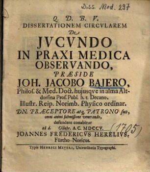 Dissertationem Circvlarem De Jvcvndo In Praxi Medica Observando ...