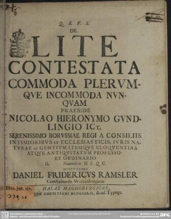 De Lite Contestata Commoda Plerumque Incommoda Nunquam