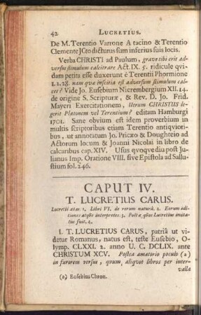 Caput IV. T. Lucretius Carus