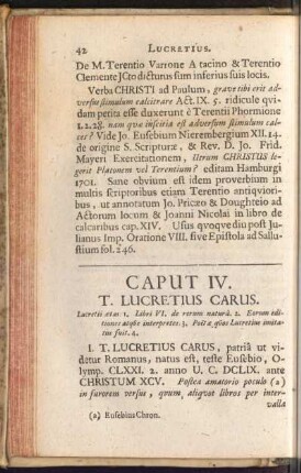 Caput IV. T. Lucretius Carus