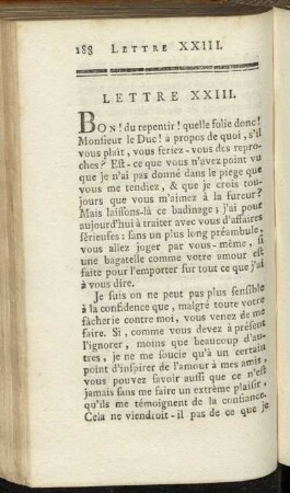 Lettre XXIII.- Lettre XXIV.