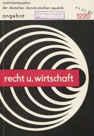 Nr. 1220: Recht u. Wirtschaft