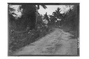 Bauzug mit Arbeitern : Thailand. Bauzug mit Arbeitern an einer Straße im Dschungel, wohl Straßenbauarbeiten, 1908/1913