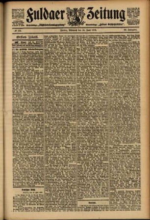 Erste Ausgabe vom Mittwoch, den 13. Juni 1906.