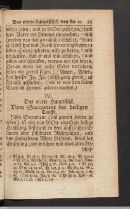 IV. Das vierte Hauptstück. Vom Sacrament der heiligen Tauffe.